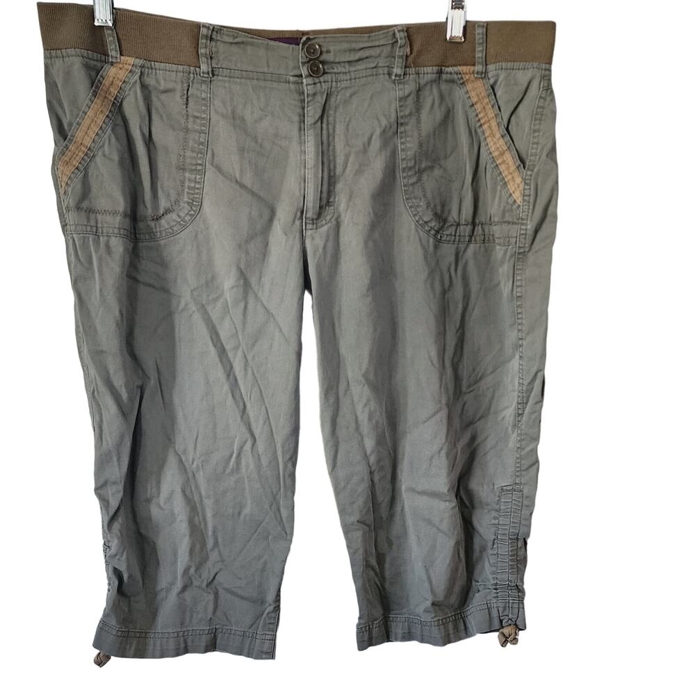 Gloria Vanderbilt Womens Army Green Capri Copped Pants Plus Size 18